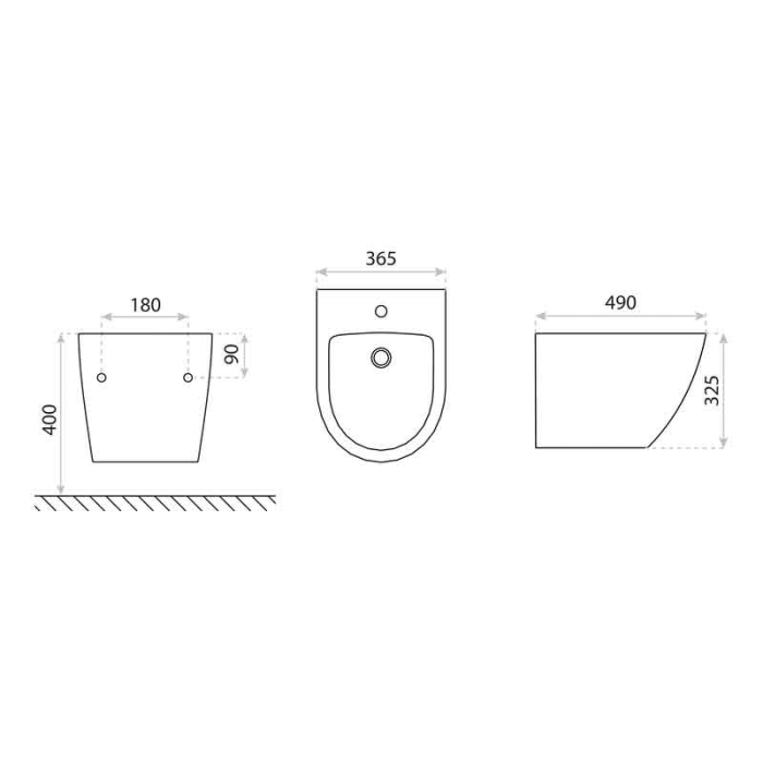 Bideu suspendat Spectrum, Sierra Black, cu fixare ascunsă, 36.5 x 49 cm, negru mat [3]