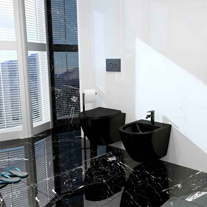 Bideu suspendat Spectrum, Sierra Black, cu fixare ascunsă, 36.5 x 49 cm, negru mat [2]