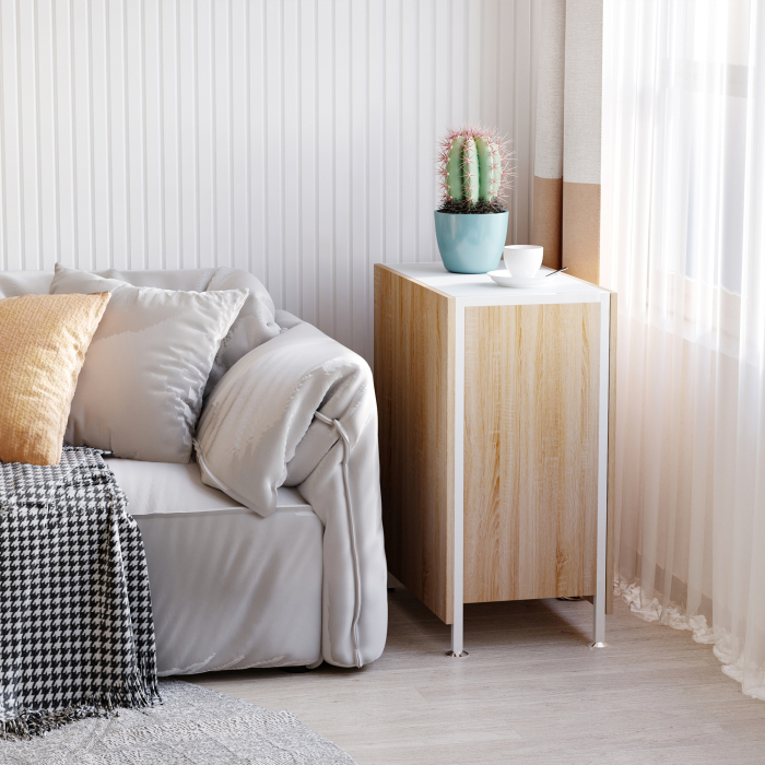  Birou 169×62×75 cm - Stejar & Alb cu 4 Compartimente Functionale [9]