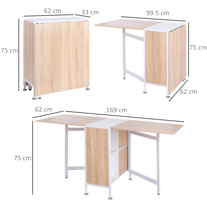  Birou 169×62×75 cm - Stejar & Alb cu 4 Compartimente Functionale [3]