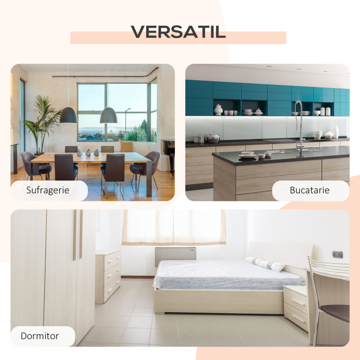  Birou 169×62×75 cm - Stejar & Alb cu 4 Compartimente Functionale [7]