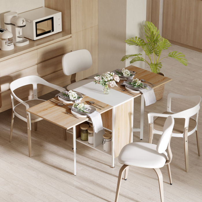  Birou 169×62×75 cm - Stejar & Alb cu 4 Compartimente Functionale [2]
