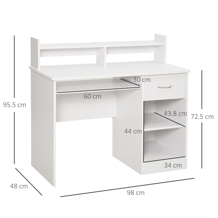  Birou Alb 104×48×95,5 cm - Lemn, Compact & Ideal pentru Acasa [3]