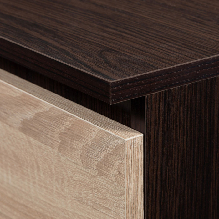 Birou computer pal 3 sertare si dulap, 124x52x74 cm, polita tastatura, wenge si stejar sonoma [4]