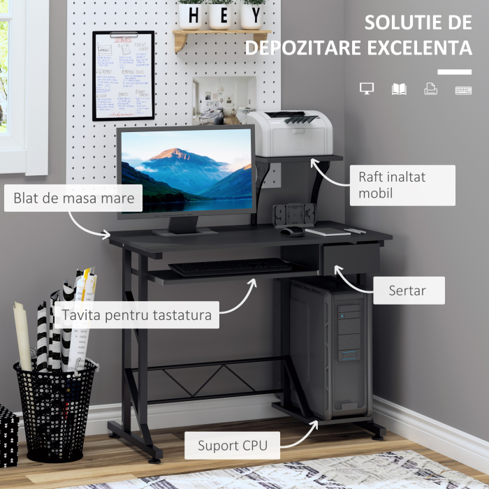  birou calculator, cu suport glisant,90x50x95 cm [4]