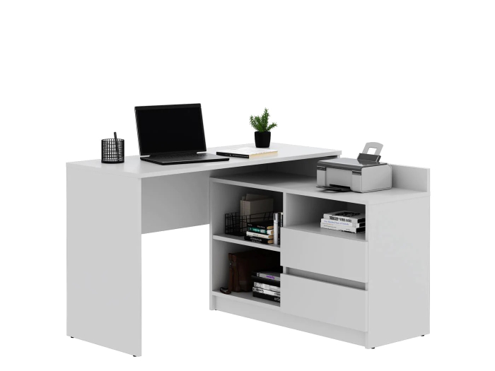 Birou colt Delta 120x50x75 cm cu comoda 100x42x72 cm, 2 sertare, montaj stanga/dreapta, alb [4]