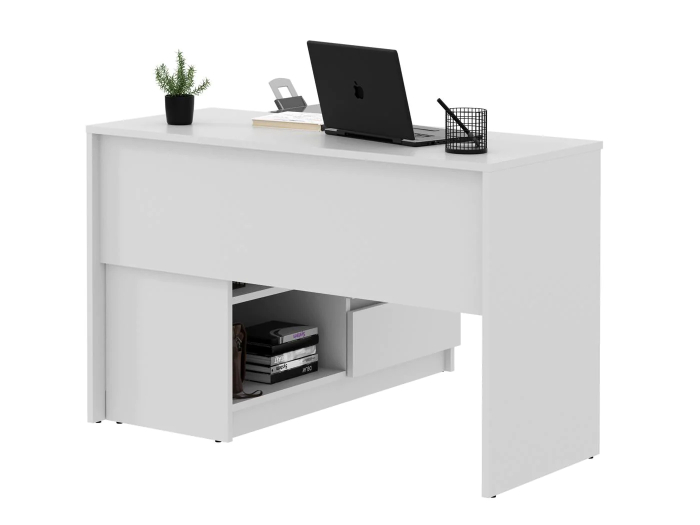 Birou colt Delta 120x50x75 cm cu comoda 100x42x72 cm, 2 sertare, montaj stanga/dreapta, alb [3]