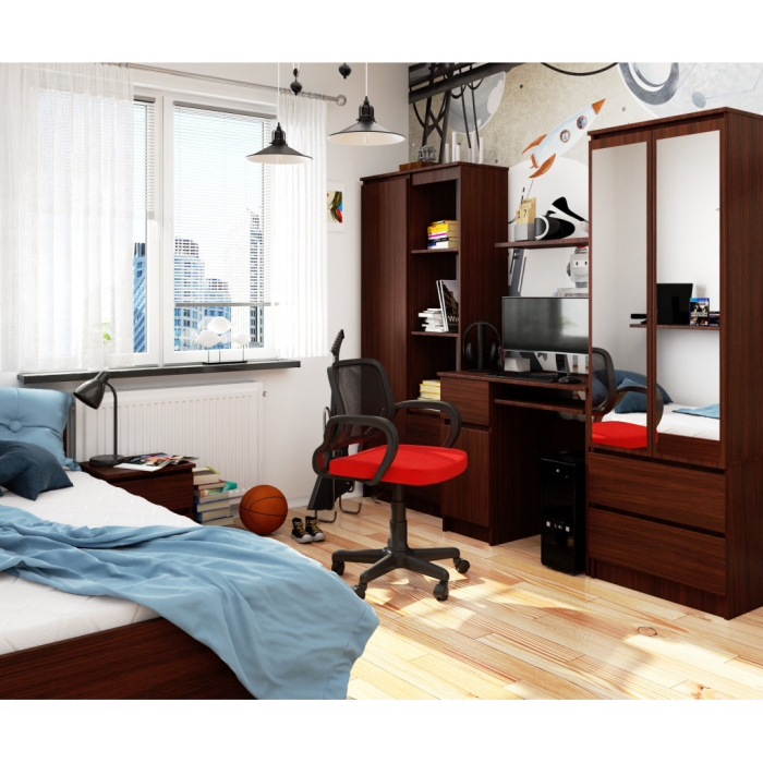 Birou computer PIKSEL, cu sertar, dulap si raft pentru tastatura, dreapta, 90x50x77 cm, maro wenge [4]