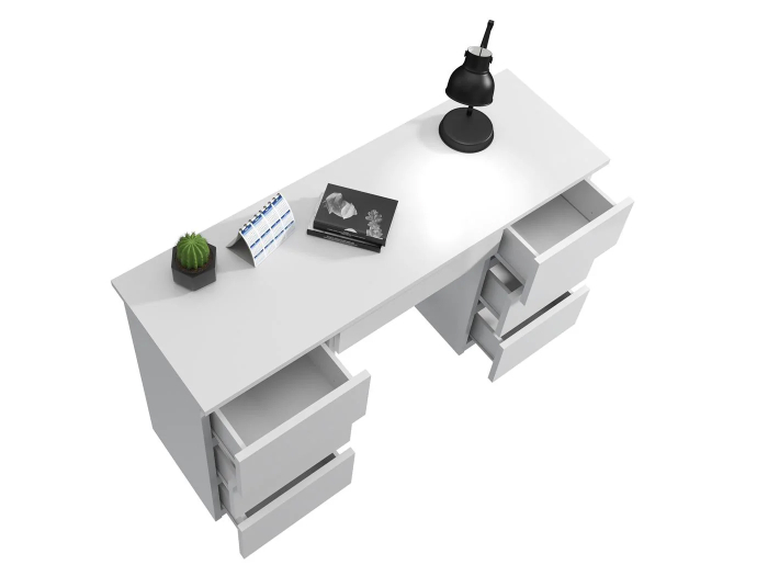 Birou cu 7 sertare Beta 4 120x43x75 cm, design minimalist, alb [4]