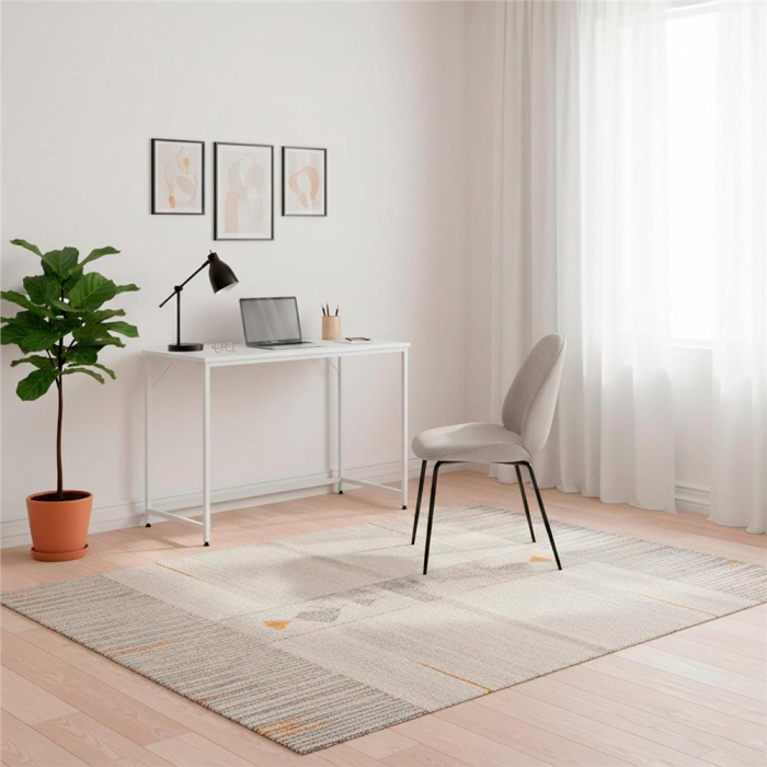 Birou cu blat MDF si cadru metalic, 100x50x76 cm, alb [9]