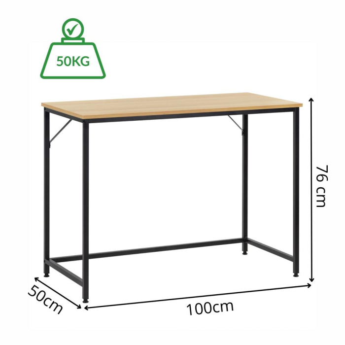 Birou cu blat MDF si cadru metalic, 100x50x76 cm, maro deschis [18]