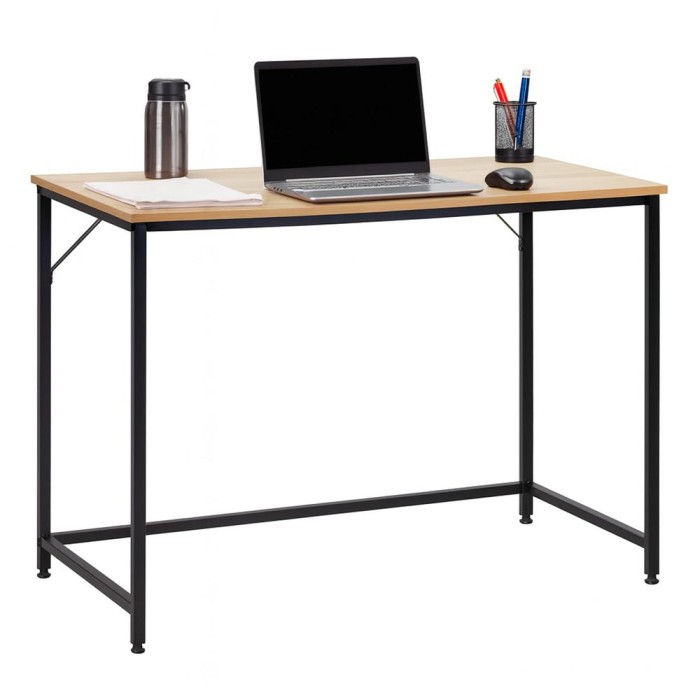 Birou cu blat MDF si cadru metalic, 100x50x76 cm, maro deschis [7]