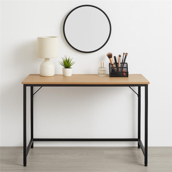 Birou cu blat MDF si cadru metalic, 100x50x76 cm, maro deschis [9]