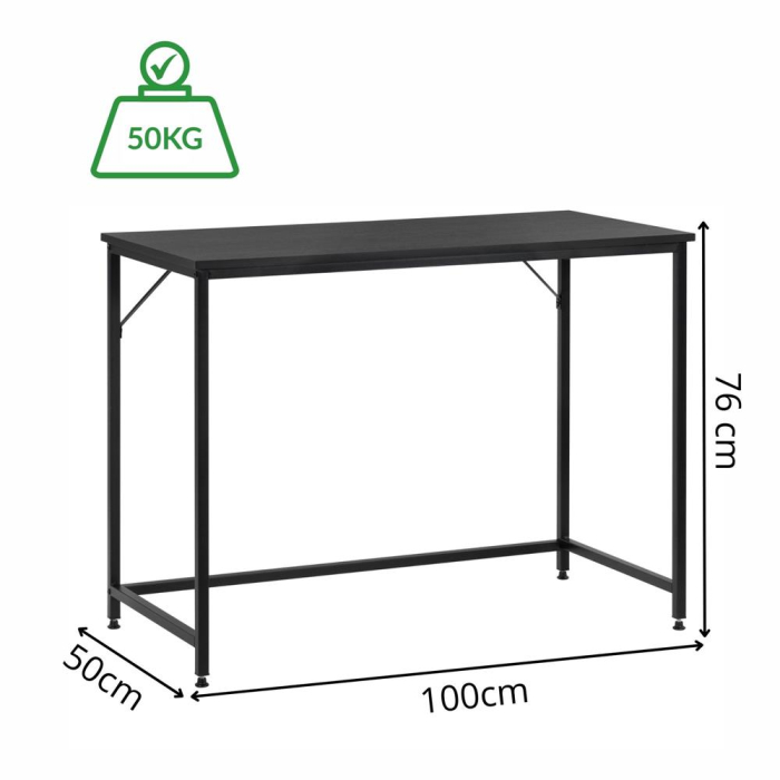 Birou cu blat MDF si cadru metalic, 100x50x76 cm, negru [18]