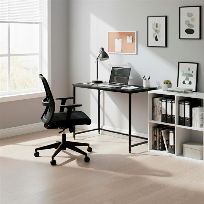 Birou cu blat MDF si cadru metalic, 100x50x76 cm, negru [10]