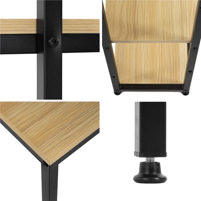 Birou cu blat MDF si rafturi laterale, cadru metalic, 120x48x122 cm, maro deschis [20]