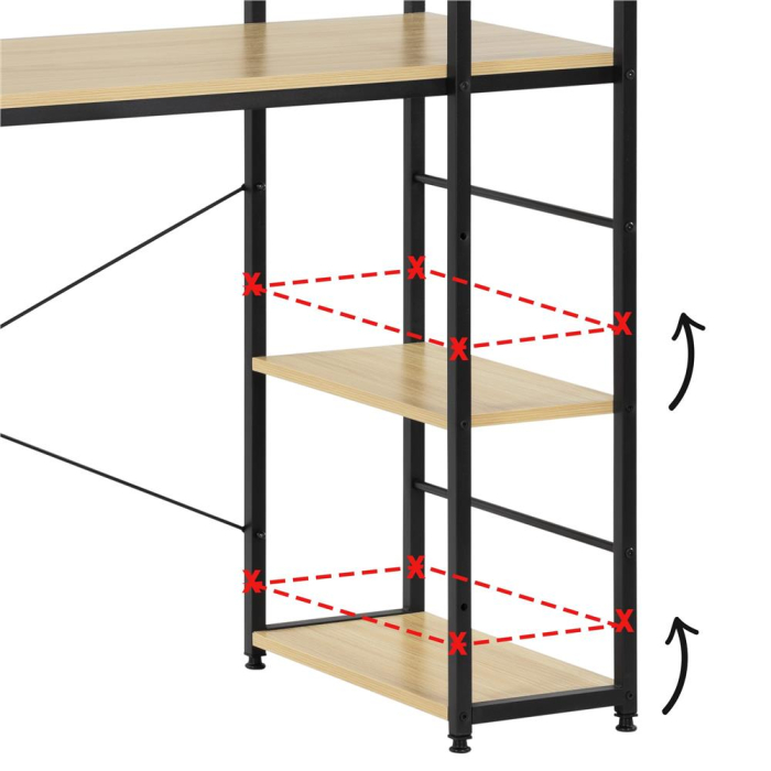 Birou cu blat MDF si rafturi laterale, cadru metalic, 120x48x122 cm, maro deschis [13]