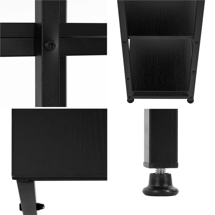 Birou cu blat MDF si rafturi laterale, cadru metalic, 120x48x122 cm, negru [15]