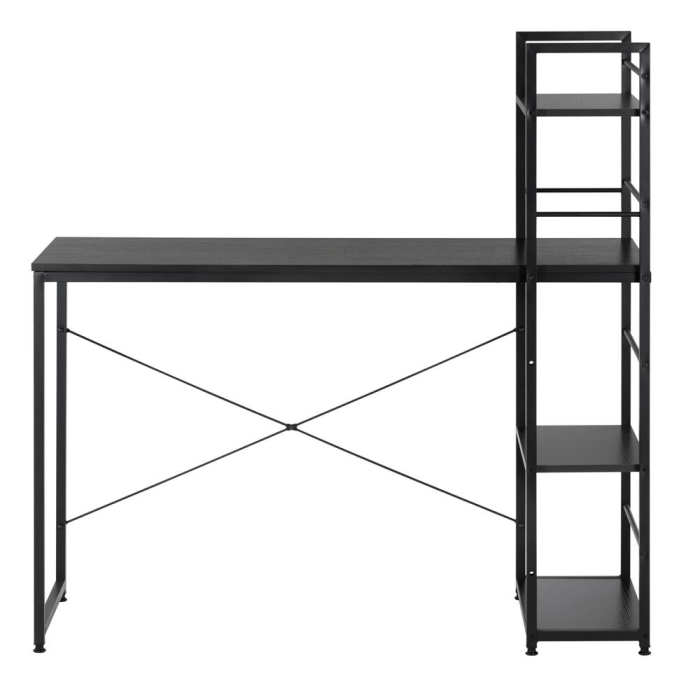 Birou cu blat MDF si rafturi laterale, cadru metalic, 120x48x122 cm, negru [14]