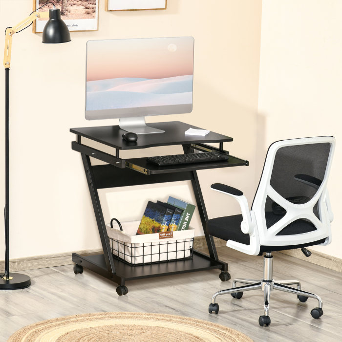  birou cu suport pentru PC si tastatura, negru [8]