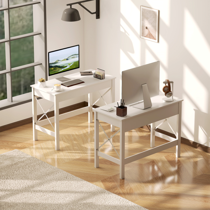 , Birou de Studiu, Stil Modern, MDF, Metal, 105x50x76 cm, Alb [6]