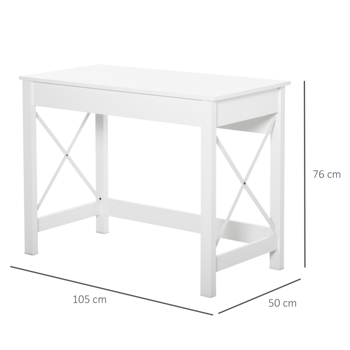 , Birou de Studiu, Stil Modern, MDF, Metal, 105x50x76 cm, Alb [3]