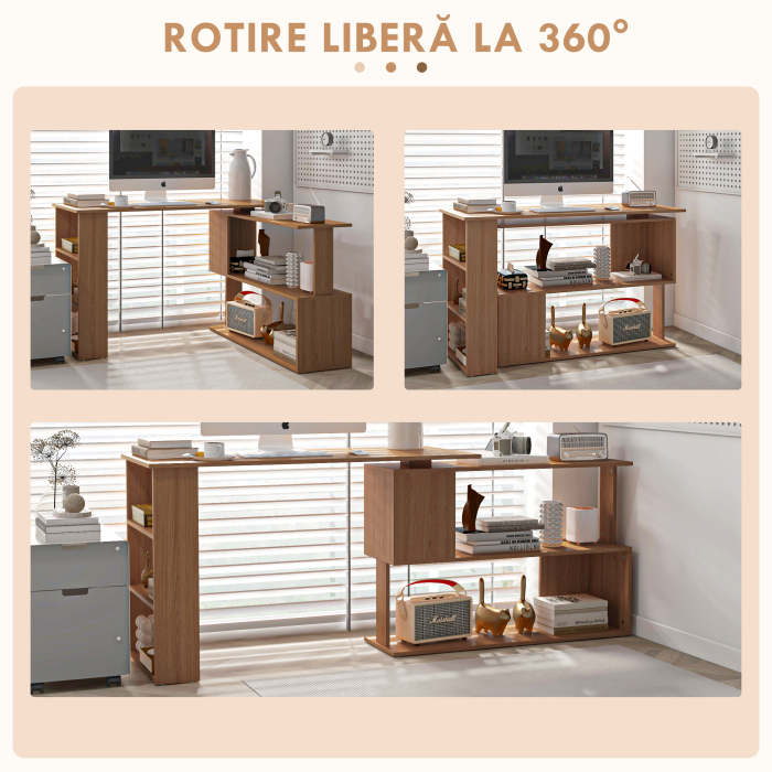  birou din lemn cu 5 rafturi 120x110x74.5cm, maro [5]