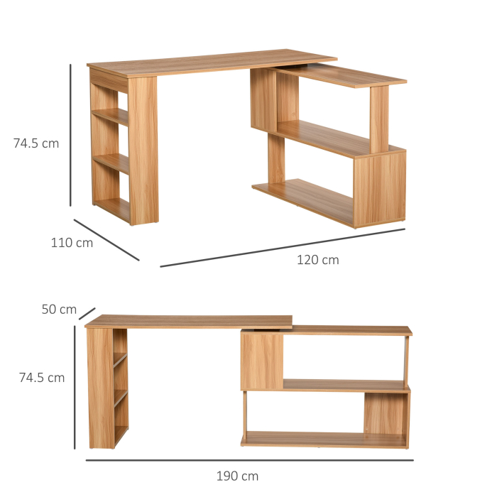  birou din lemn cu 5 rafturi 120x110x74.5cm, maro [3]