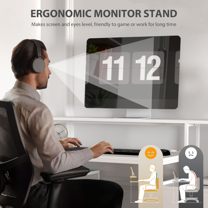  Birou in Forma de L cu Prize de Curent, Sertar si Suport pentru Monitor, 138,5x90x92 cm, Alb [7]