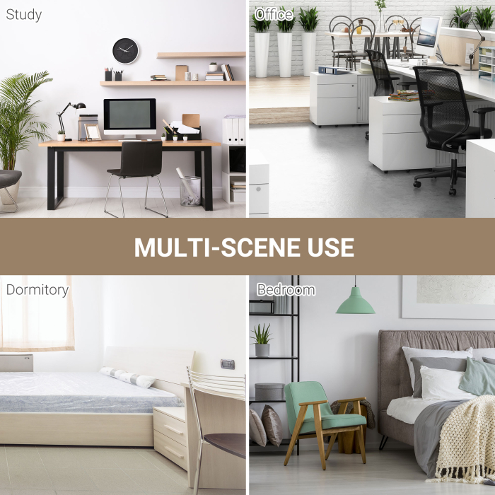  Birou Modern din MDF Stejar - Picioare Metalice Albe [7]