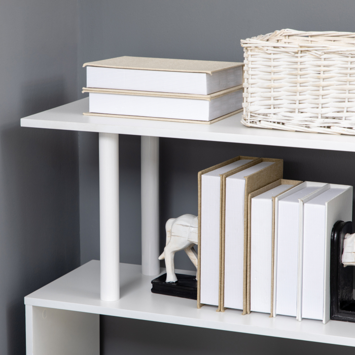  Birou Modern pentru Calculator in forma de L, Masa de scris, Birou de colt cu rafturi pe 4 nivele pentru biroul de acasa, alb [7]