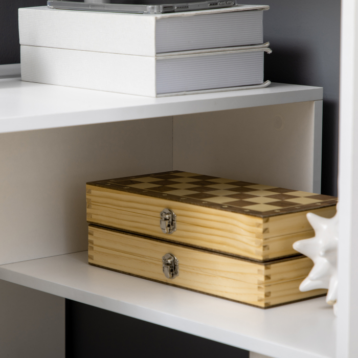  Birou Modern pentru Calculator in forma de L, Masa de scris, Birou de colt cu rafturi pe 4 nivele pentru biroul de acasa, alb [8]