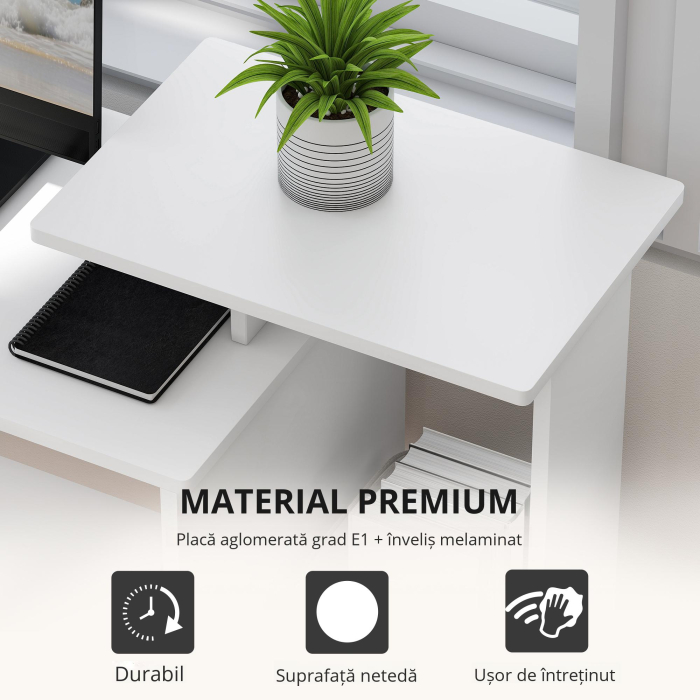  Birou Modern pentru PC - Cu Blat, Sertar & Suport Tastatura [6]