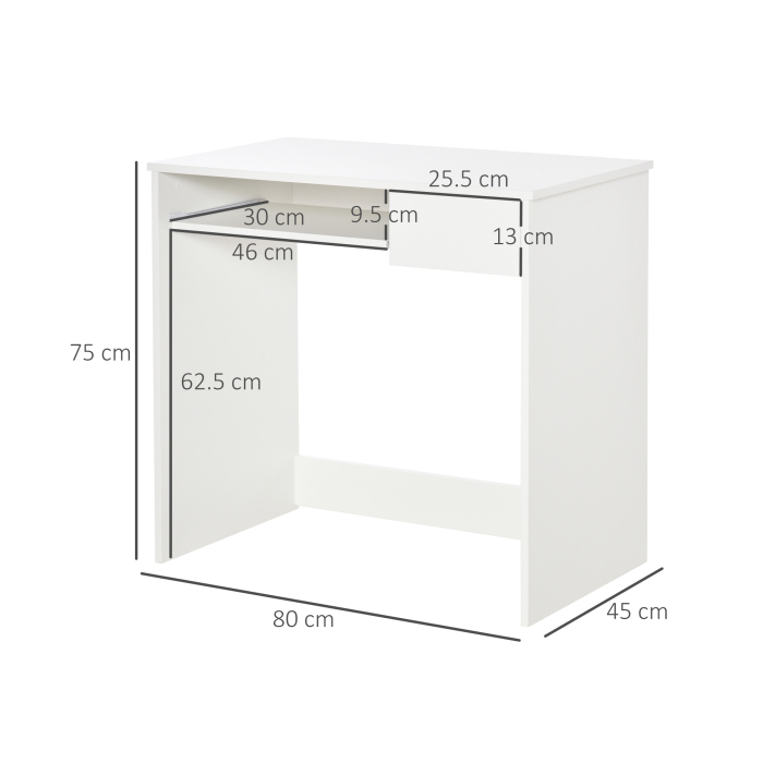  Birou PC Alb & Stejar 80×45×75 cm - Ideal Dormitor sau Acasa [3]