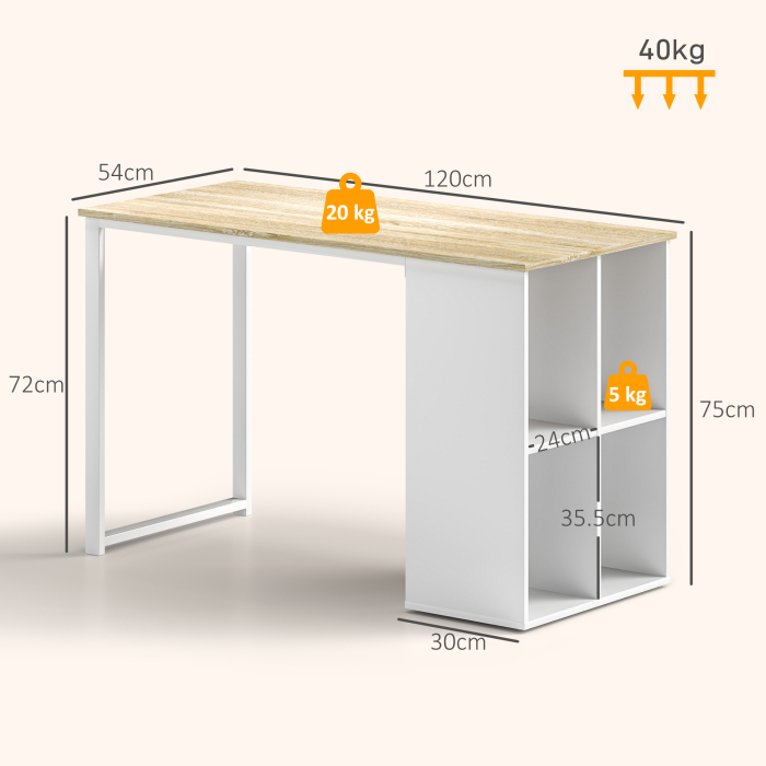  Birou PC cu 4 Rafturi Deschise 120×54×75 cm [3]