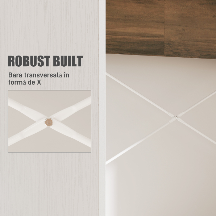  Birou PC pentru Studiu cu Blat inaltat si 2 Rafturi, 110x50x102.6 cm, Alb si Maro Nuc [5]