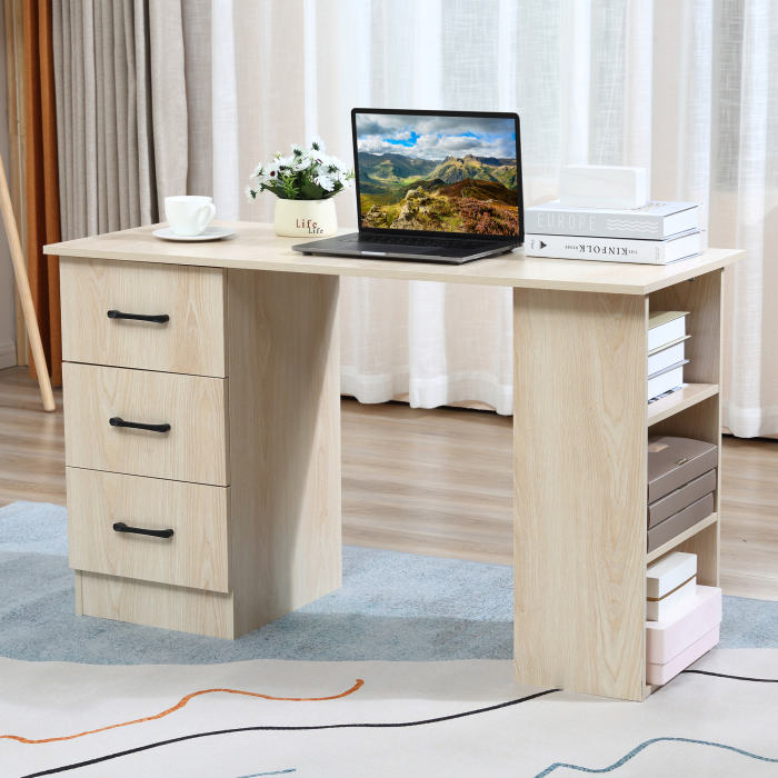  Birou pentru calculator modern, pentru camera, cu 3 setare si 3 rafturi din lemn pentru casa si birou 120x49x72cm [9]