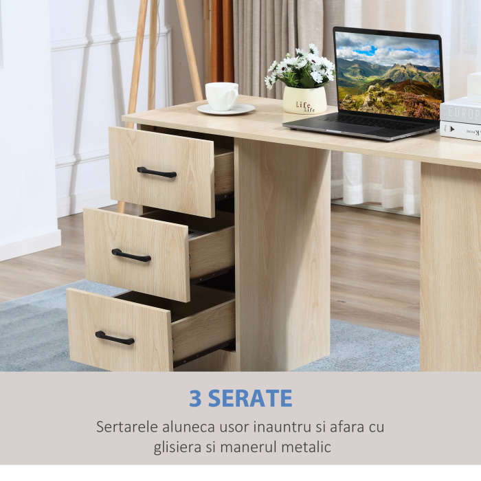  Birou pentru calculator modern, pentru camera, cu 3 setare si 3 rafturi din lemn pentru casa si birou 120x49x72cm [5]