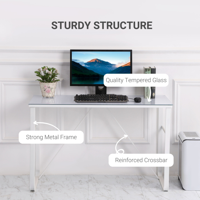  Birou pentru camera birou din metal alb si sticla securizata [5]