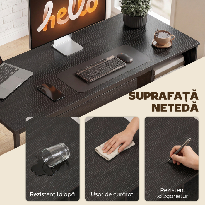  Birou pentru Computer, 120x52.3 cm, Birou Compact cu Suport pentru Tastatura, Compartiment Deschis si Sertare pentru Documente A4, Scrisoare, Legal, Birou Modern pentru Acasa sau Birou, Negru [6]