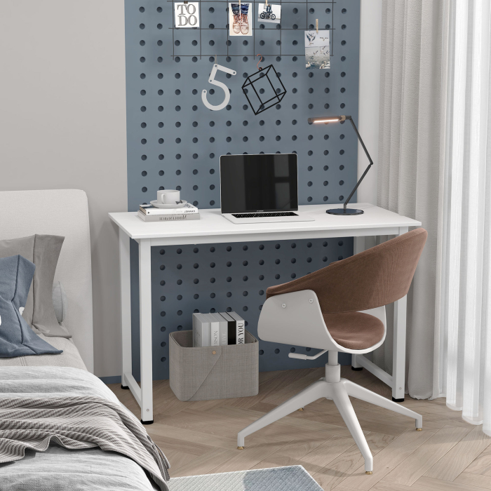  Birou pentru Computer cu Picioare Reglabile, 120x60x76 cm, Alb [2]