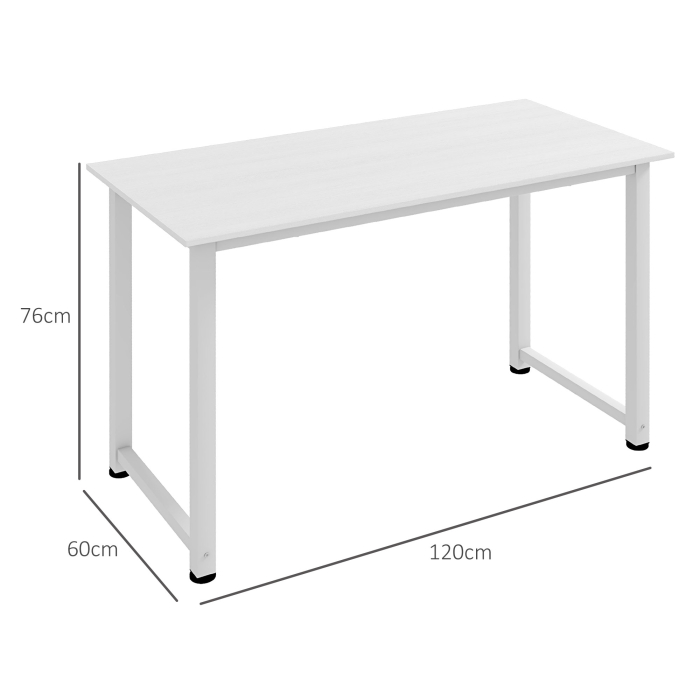  Birou pentru Computer cu Picioare Reglabile, 120x60x76 cm, Alb [3]