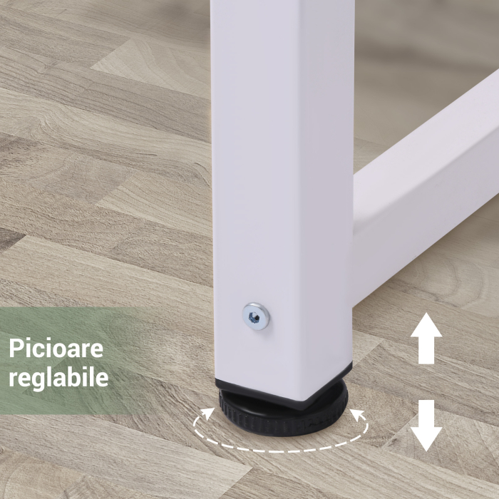  Birou pentru Computer cu Picioare Reglabile, 120x60x76 cm, Alb [4]