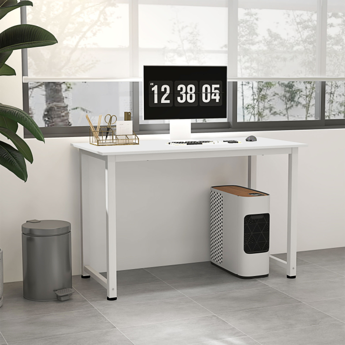 Birou pentru Computer cu Picioare Reglabile, 120x60x76 cm, Alb [8]