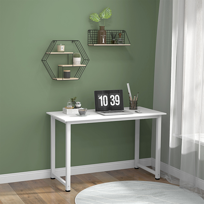  Birou pentru Computer cu Picioare Reglabile, 120x60x76 cm, Alb [7]