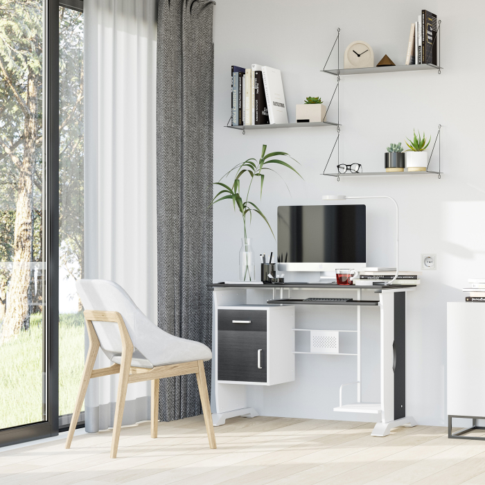  Birou pentru PC cu Sertare in Lemn, 100x52x75cm, Maro [2]