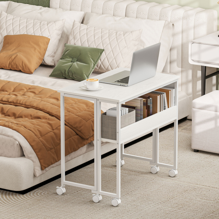  Birou Pliabil Alb - Cu Raft & Roti, Compact 80 cm [8]