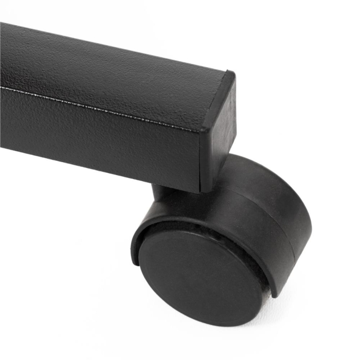 Birou reglabil pe inaltime cu rafturi si roti, blat din lemn si structura metalica, 80x40x76-86 cm, maro inchis [11]