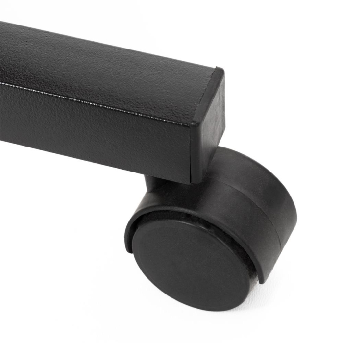 Birou reglabil pe inaltime cu rafturi si roti, blat din lemn si structura metalica, 80x40x76-86 cm, maro natur [6]