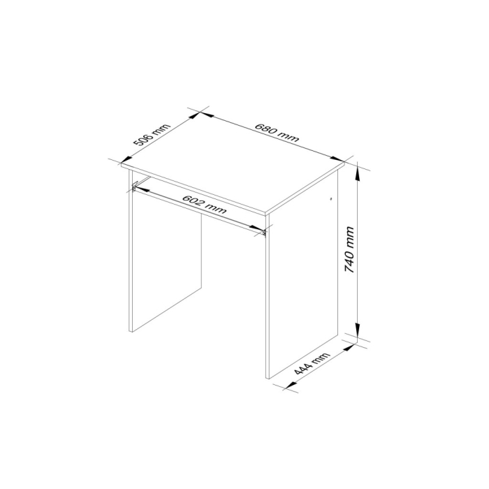 Birou STAR pentru camera copilului, raft tastatura, pal laminat 16 mm, 68x51x74 cm, alb [2]